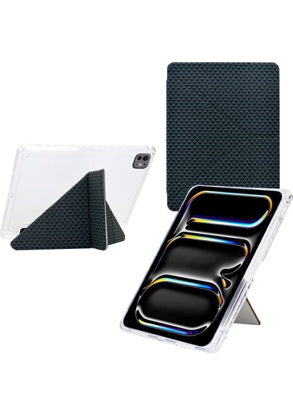 iPad Pro 11 (2024) Kalem Tutuculu Deri + Şeffaf Akrilik Tablet Kılıfı (Yurt Dışından)
