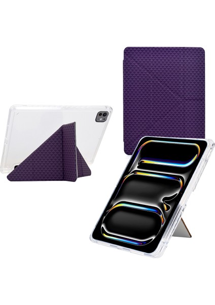 iPad Pro 11 (2024) Kalem Tutuculu Deri + Şeffaf Akrilik Tablet Kılıfı (Yurt Dışından)