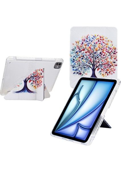 iPad Air 11 (2025) / (2024) / Air (2022) / (2022) / Pro 11 (2022) Desenli Deri + Akrilik Kılıf (Yurt Dışından)