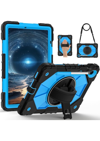 Samsung Galaxy Tab S10 Fe / S9 Fe / S9 Silikon + Pc Kickstand Tablet Kılıfı ve Kullanışlı Kayış (Yurt Dışından)