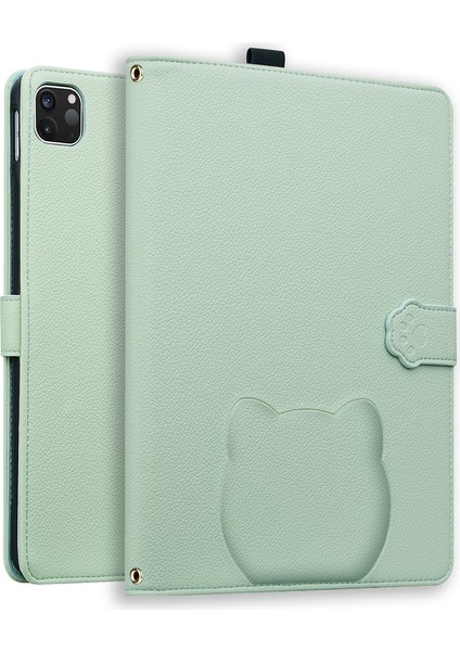 iPad Pro 11 (2024) Kalem Tutuculu Deri Standlı Masa Örtüsü (Yurt Dışından)