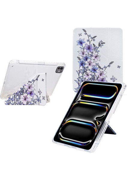 iPad Pro 11 (2024) Kalem Tutuculu Deri + Şeffaf Akrilik Tablet Kılıfı (Yurt Dışından)