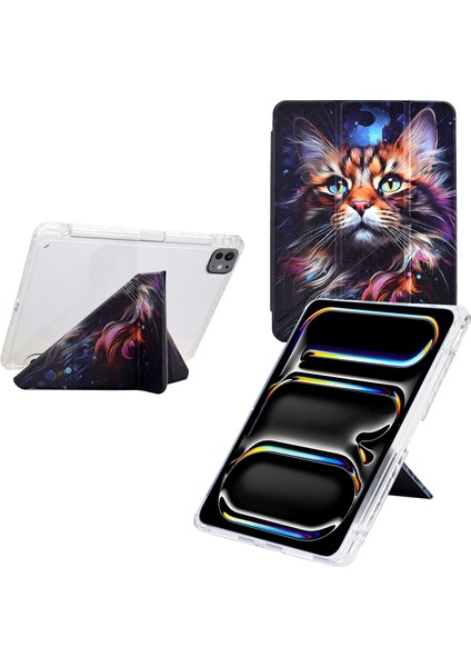 iPad Pro 11 (2024) Kalem Tutuculu Deri + Şeffaf Akrilik Tablet Kılıfı (Yurt Dışından)