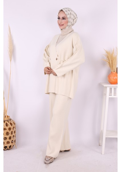 Kolları Fırfırlı Hırka ve Pantolon Takım 17026 Taş fiyatları