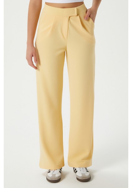 Line Kadın Likralı Cırt Kapama Tereyağı Sarısı Palazzo Pantolon fiyatları