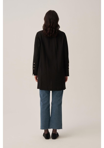 Siyah-Kırışık Efektli Şık Poplin Gömlek fırsatları