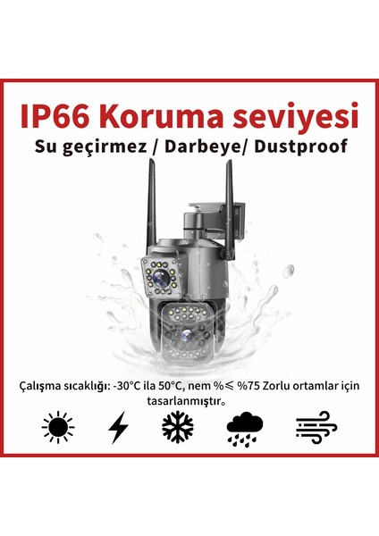 Wifi Iç ve Dış Mekan Güvenlik Kamerası, 6mp, 360 Derece Görüş Açısı, IP66 Suya ve Toza Dayanıklı Koruma fırsatları