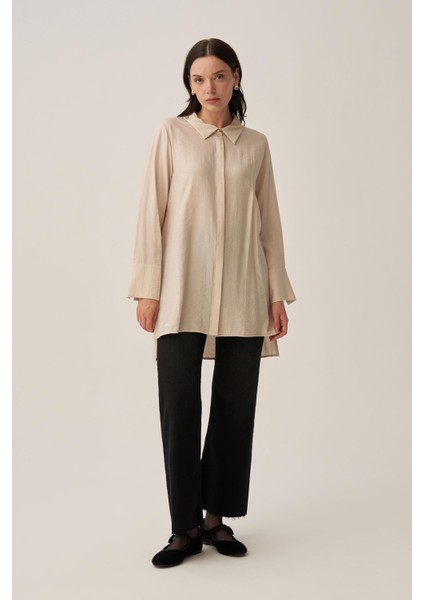 Taş-Kırışık Efektli Şık Poplin Gömlek