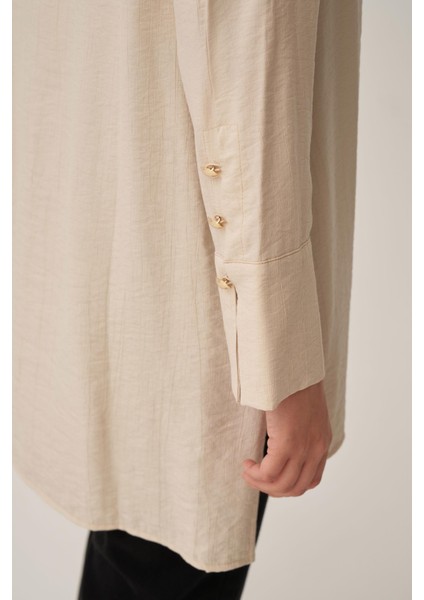 Taş-Kırışık Efektli Şık Poplin Gömlek indirimleri