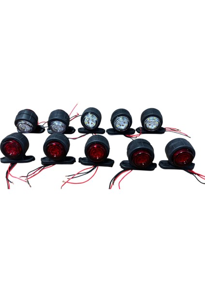Takoz Lamba 12 LED 12-24V Kırmızı-Beyaz 10 Adet Fiyatı