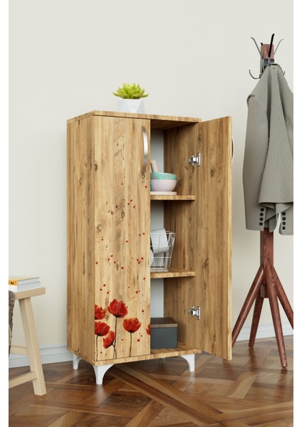 Red Anemone 3 Raflı Çok Amaçlı Dolap Mutfak Salon Banyo Ofis Salon Dolabı fiyatları