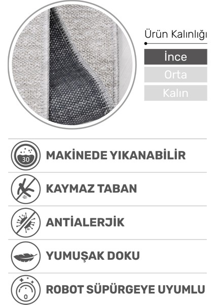 Lidya Bukle Gri Çizgili Halı – Kaydırmaz, Kadife Dokulu, Kolay Temizlik, Modern ve Hijyenik Tasarım
