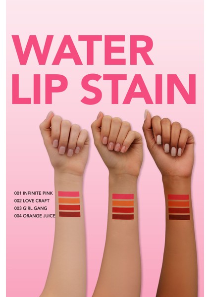 Water Lip Stain Yoğun Renk Veren Uzun Süre Kalıcı Mat Dudak Tint'i (001 Infinite Pink) 8682536042161 indirimleri