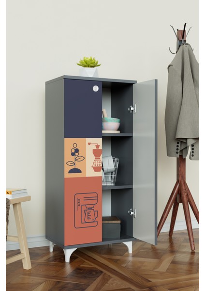 Modern Cubes 3 Raflı Çok Amaçlı Dolap Mutfak Salon Banyo Ofis Salon Dolabı fiyatları