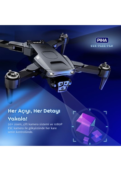 S85 Free Pro – 2 Batarya, 40 Dakika Uçuş, 1080P Çift Esc Kamera, Fırçasız Motorlu Drone