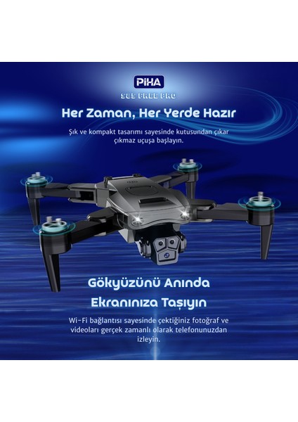S85 Free Pro – 2 Batarya, 40 Dakika Uçuş, 1080P Çift Esc Kamera, Fırçasız Motorlu Drone
