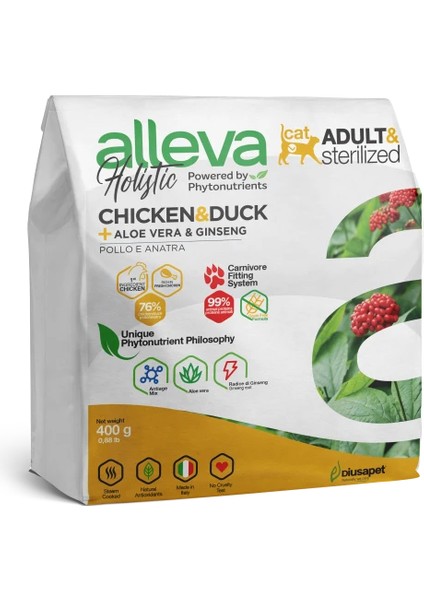 Holistik Tavuk & Ördek Tahılsız Yetişkin & Kısırlaştırılmış Kedi Maması 0,4 kg