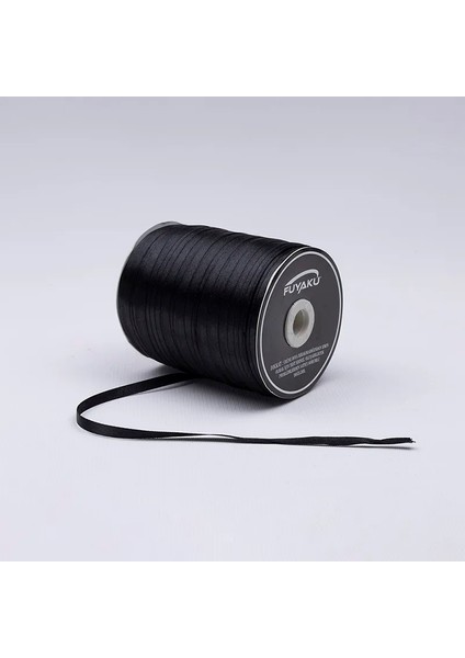6 mm Saten Kurdele Siyah (500 Metre)