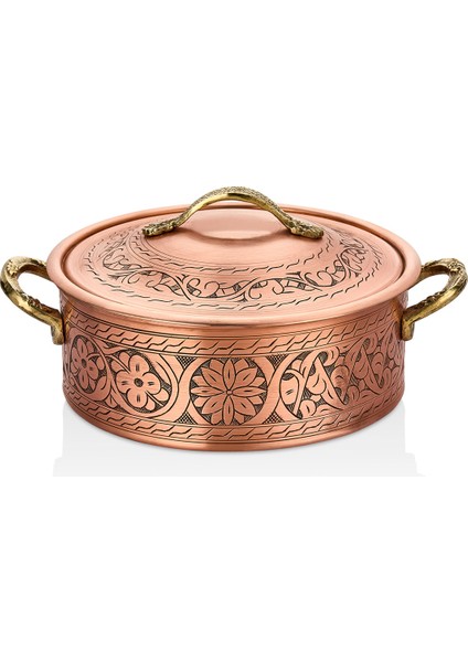 Bakır Çekiçlenmiş El Yapımı Oyma Tencere
