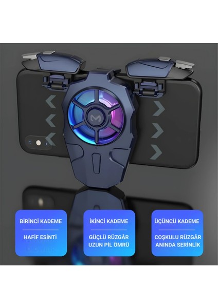 Rgb Işıklı 2si 1 Arada Oyun Tetik ve Telefon Soğutucu – 6000 Rpm Süper Fan, 400MAH Batarya, Pubg ve Call Of Duty Uyumlu indirimleri