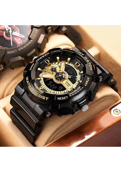 Jyd Erkekler Moda Su Geçirmez Spor Izle Işıltılı Glow LED Ekran Analog Dijital Saat Öğrenci Izle (Yurt Dışından)