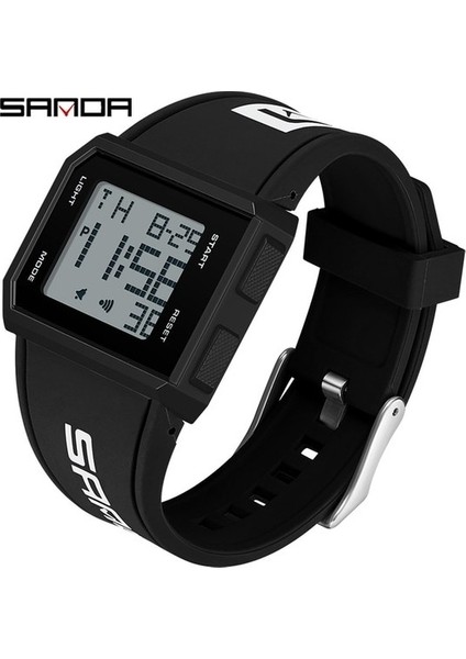 Siyah Beyaz Sanda Izle Erkekler Dijital Hafif Tasarım 50 M Su Geçirmez Japon Novement Spor Saatleri Çok Fonksiyonlu Reloj Hombre 9003 (Yurt Dışından)
