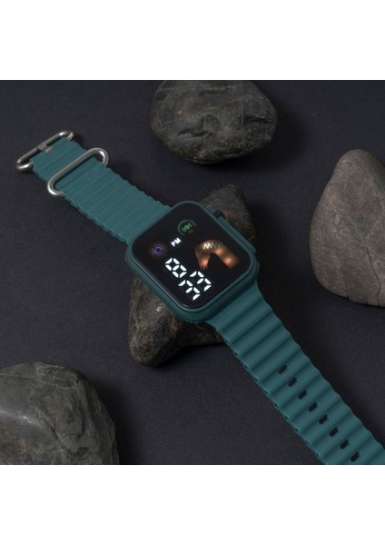 B Silikon Izle Büyük Ekran LED Dijital Saat Elektrolizle Durumda Okyanus Silikon Kayış Pp Izle Erkekler Kadınlar Için Su Geçirmez Unisex (Yurt Dışından)