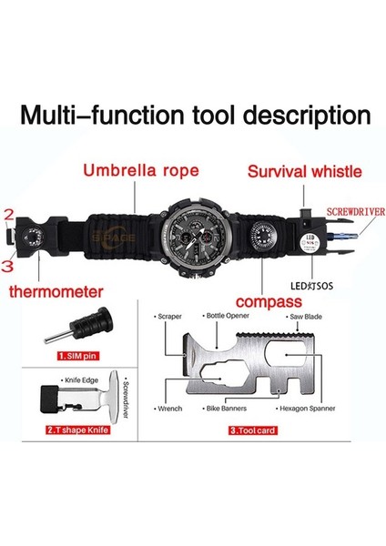 Kamuflaj Kutusu ile Açık Hayatta Kalma Izle Çok Fonksiyonlu Su Geçirmez Askeri Taktik Paracord Izle Bilezik Kamp Yürüyüş Acil Durum Dişli Edc (Yurt Dışından) fırsatları