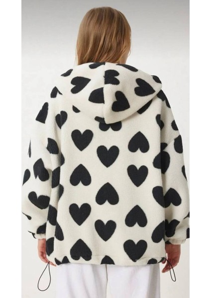 Trend Kalp Desenli Kapüşonlu Polar modelleri