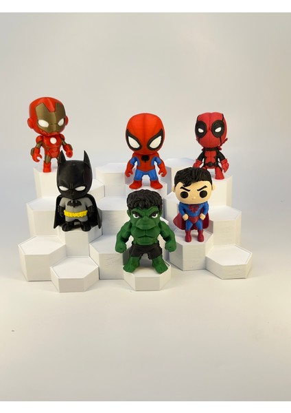 Süper 6 | Süper Kahramanlar | Superman | Batman | Hulk | Ironman | Deadpool | Spiderman 7cm modelleri