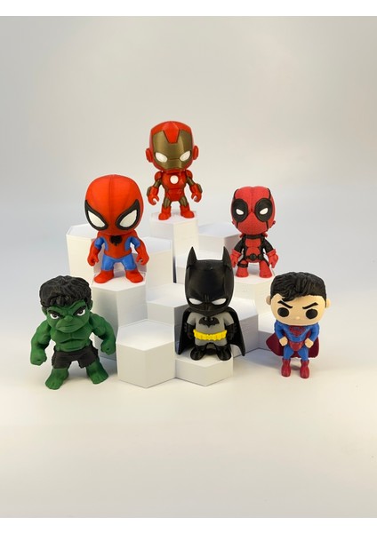 Süper 6 | Süper Kahramanlar | Superman | Batman | Hulk | Ironman | Deadpool | Spiderman 7cm fırsatları