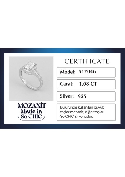 Mozanit Işığı 18 Ayar Beyaz Altın Kaplama Emerald Kesim Yüzük indirimleri