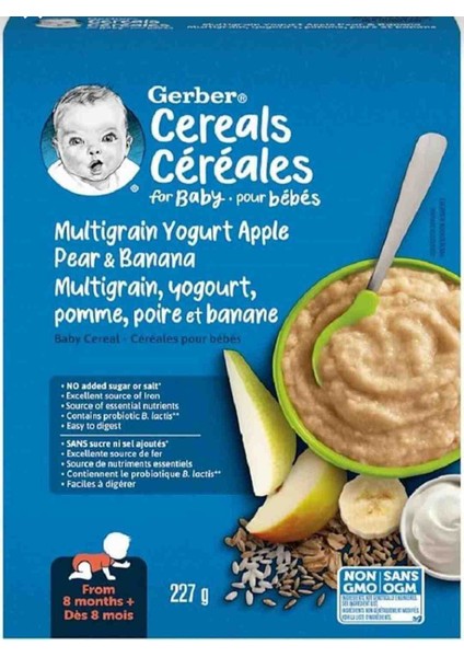 Cereals-multigrain yogurt apple pear banana-yoğurt elma armut kaşık mama