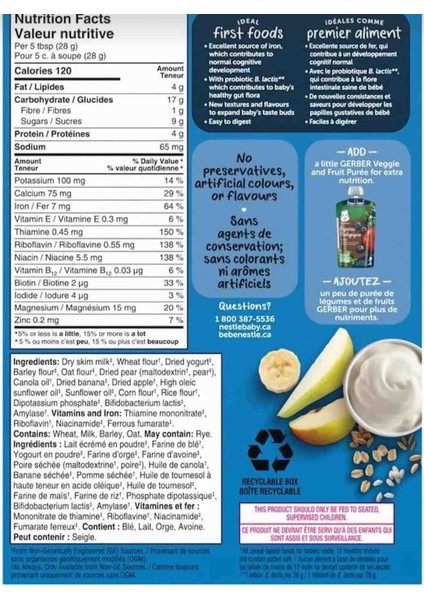 Cereals-multigrain yogurt apple pear banana-yoğurt elma armut kaşık mama fiyatları