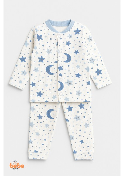 2’li Takım Rahat Uyku Seti Sevimli Ay Yıldız ve Bulut Desenli Unisex Bebek Pijama Takımı 9-12 Ay modelleri
