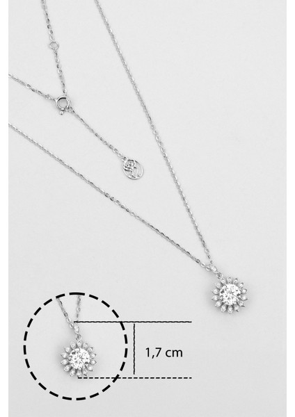 Ay Çiçeği Mozanit 18 Ayar Beyaz Altın Kaplama 44 cm Gümüş Kolye modelleri