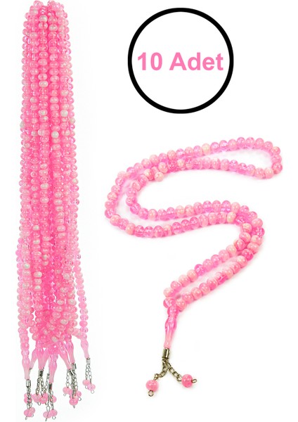 10 Adet 99LU Namaz Tesbihi 10MM Hac Umre Hediyelik - Pembe