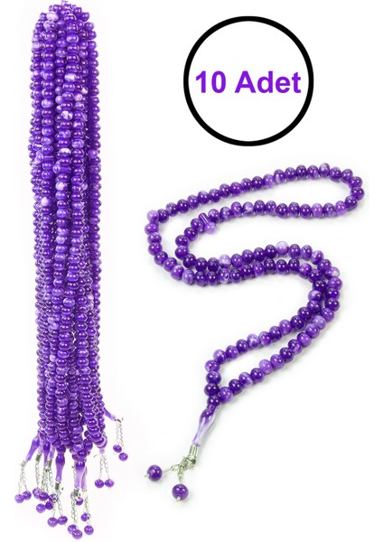 10 Adet 99LU Namaz Tesbihi 10MM Hac Umre Hediyelik - Mor