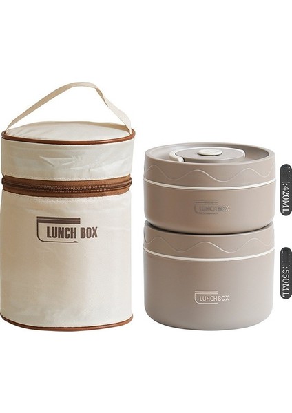 Taşınabilir Thermos 304 Paslanmaz Çelik Yalıtımlı Öğle Yemeği Kutusu Sızdır Köplü Kova Öğrenci Öğle Yemeği Kutusu Çok Katmanlı Yuvarlak Bento Kutusu (Yurt Dışından)