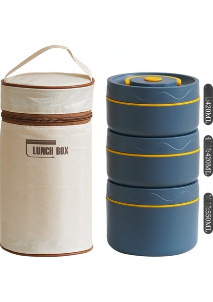 Taşınabilir Thermos 304 Paslanmaz Çelik Yalıtımlı Öğle Yemeği Kutusu Sızdır Köplü Kova Öğrenci Öğle Yemeği Kutusu Çok Katmanlı Yuvarlak Bento Kutusu (Yurt Dışından)