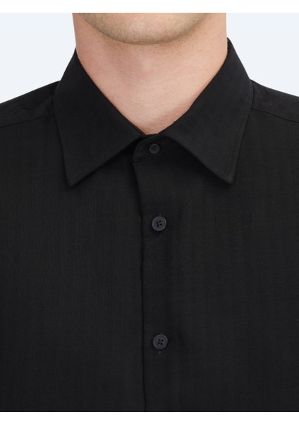 Siyah Çizgili Regular Fit Dokuma Casual Gömlek indirimleri