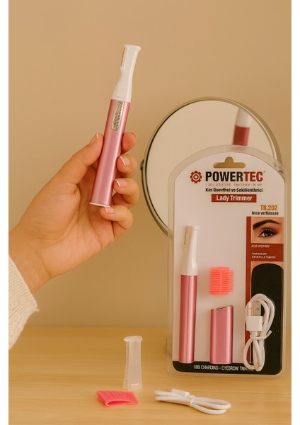 Pembe USB Şarjlı Kaş Düzeltici, Kalem Modeli Tüy Alma ve Şekillendirme