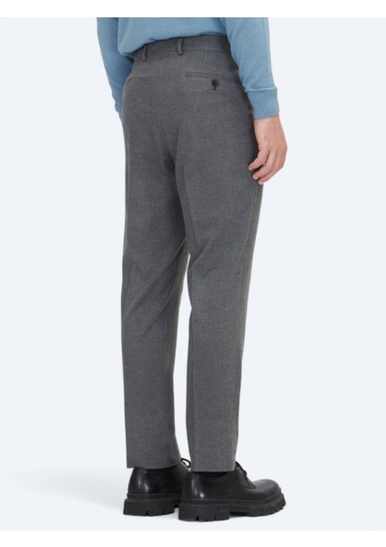Gri Düz Dokuma Fitted Fit Klasik Pantolon fırsatları