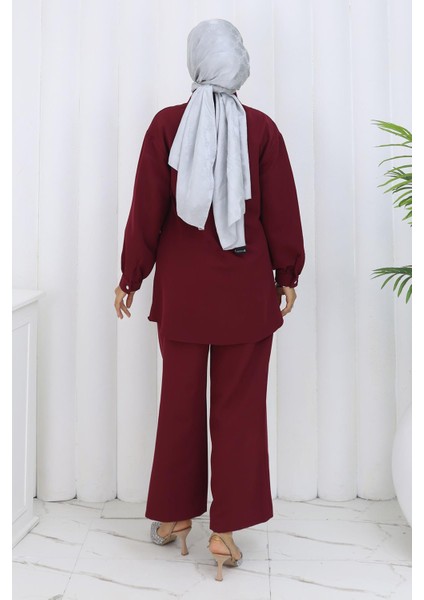 Taş Detaylı Takım Bordo 19266 fırsatları