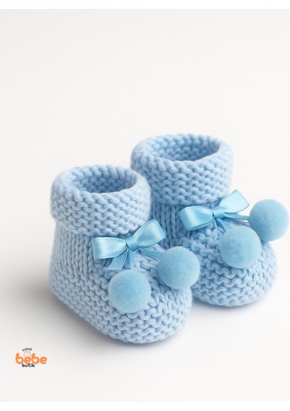 Kız Erkek Bebek Triko Patik – Ponponlu Fiyonklu Örgü Bebek Patik Çorap 1 Yaş Bebek Patiği fiyatları