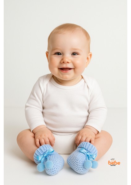 Kız Erkek Bebek Triko Patik – Ponponlu Fiyonklu Örgü Bebek Patik Çorap 1 Yaş Bebek Patiği modelleri