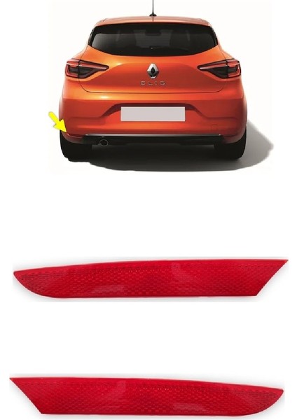 Renault Clio 5 2020-2023 Arka Tampon Sağ ve Sol Takım Alt Reflektörü Kedi Gözü 265651206R 265602442R