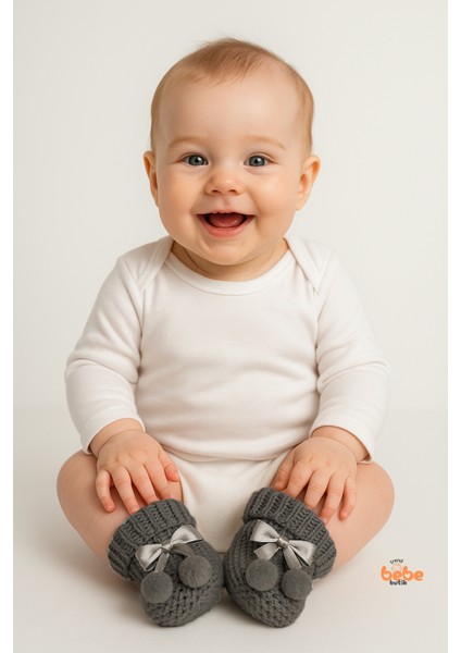 Kız Erkek Bebek Triko Patik – Ponponlu Fiyonklu Örgü Bebek Patik Çorap 1 Yaş Bebek Patiği modelleri