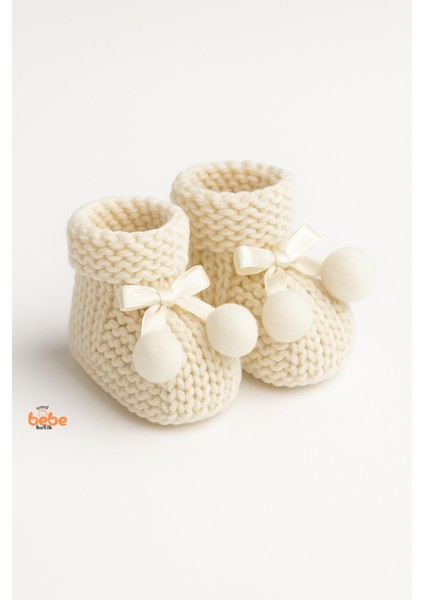 Kız Erkek Bebek Triko Patik – Ponponlu Fiyonklu Örgü Bebek Patik Çorap 1 Yaş Bebek Patiği fiyatları