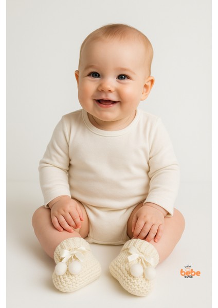 Kız Erkek Bebek Triko Patik – Ponponlu Fiyonklu Örgü Bebek Patik Çorap 1 Yaş Bebek Patiği modelleri